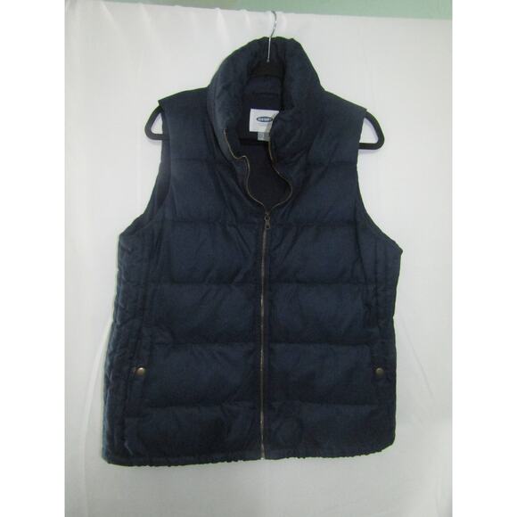 Old Navy Large Women’s Quilted Puffer Vest Navy Blue Zip Front Winter Layer - Picture 1 of 6